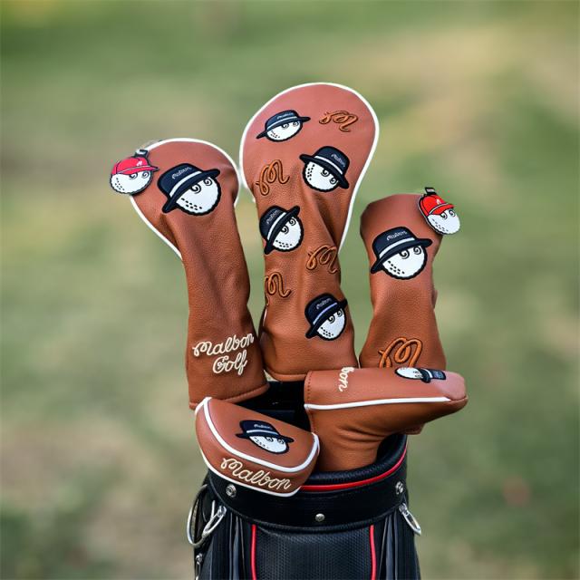 MB-01 マルボンゴルフ Malbon  ゴルフ ヘッドカバー 大人気   ゴルフ ヘッドカバー セット  組み合自由 ヘッドカバー ドライバー フェアウェイウッド ユーティリティー  ピンタイプPT  プレゼント 4点セット