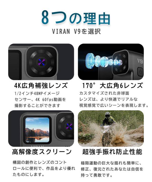 アクションカメラ 5K ウェアラブルカメラ iPhone Android対応 5k WiFi