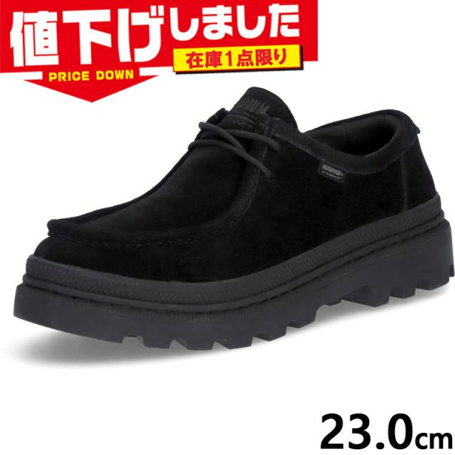 在庫1点限り 23.0cm パラディウム メンズ PALLATROOPER LOAF SDE WP+ スニーカー シューズ モカシン ローファー 上品 スエード 防水 雨の日 安定感 ブラック 黒 送料無料 PALLADIUM 74591