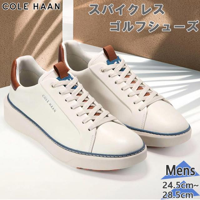 コールハーン メンズ GRANDPRO TOPSPIN GOLF ゴルフ 競技 ローカット シューズ スパイクレス 防水レザー ホワイト 白 送料無料 COLE HAAN C39647