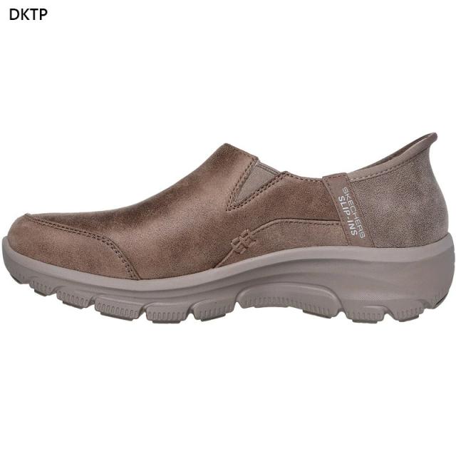 在庫1点限り 22.5cm スケッチャーズ レディース スリップインズ リラックスドフィット イージー ゴーイング ドライブ オン スリッポン ハンズフリー カーキ 送料無料 SKECHERS 158630