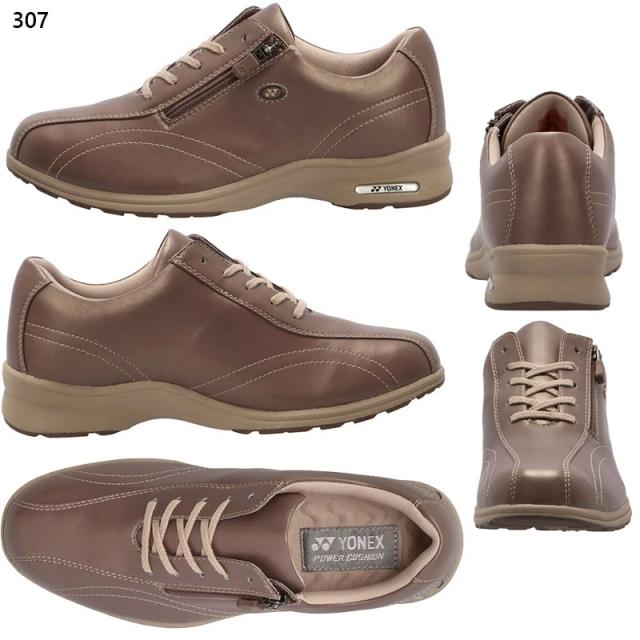 4.5E 幅広 ワイド ヨネックス レディース パワークッションLC30W スニーカー 靴 シューズ ウォーキング 旅行 散歩 撥水 ストレッチ ブラック 黒 レッド 赤 ピンク カーキ 送料無料 YONEX SHWLC30W