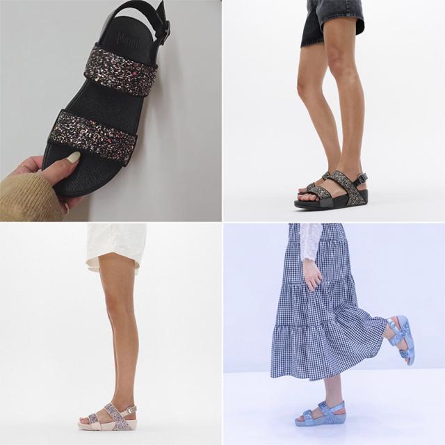 フィットフロップ レディース LULU マルチトーナル グリッター バックストラップ サンダル サンダル 靴 シューズ リゾート 旅行 華やか ブラック 黒 ブルー 青 ピンク 送料無料 fitflop JE4-C33 JE4-C34 JE4-C55