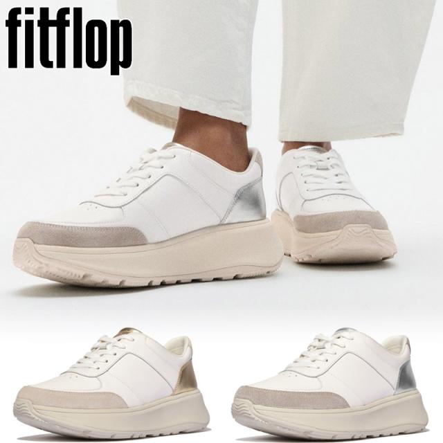 フィットフロップ レディース F-MODE レザー スエード メタリック フラットフォーム スニーカー 靴 シューズ 厚底 美脚 疲れにくい 本革 シルバー ゴールド 送料無料 fitflop IY4-610 IY4-A09