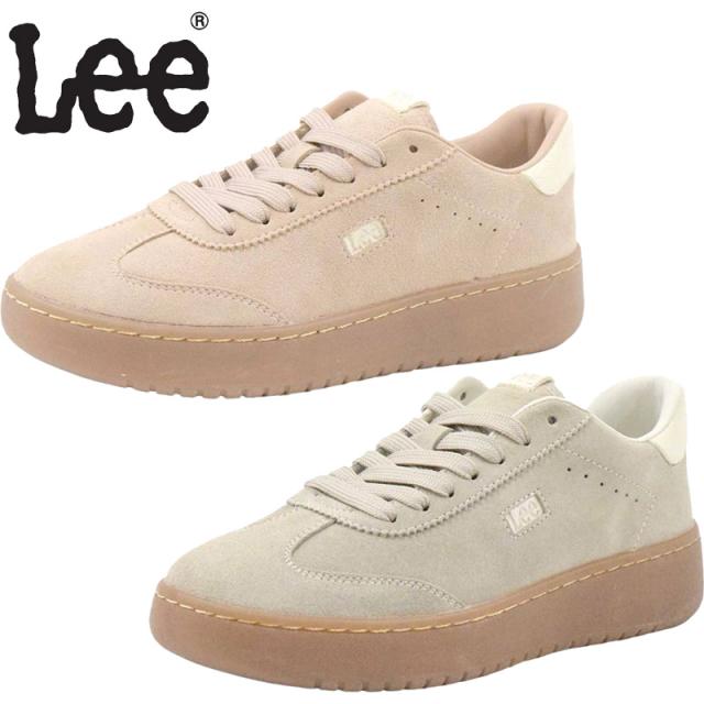 リー レディース スニーカー 靴 シューズ ローカット コートタイプ 厚底 美脚 足長効果 カジュアル シンプル ピンク ベージュ 送料無料 Lee Lee-8014