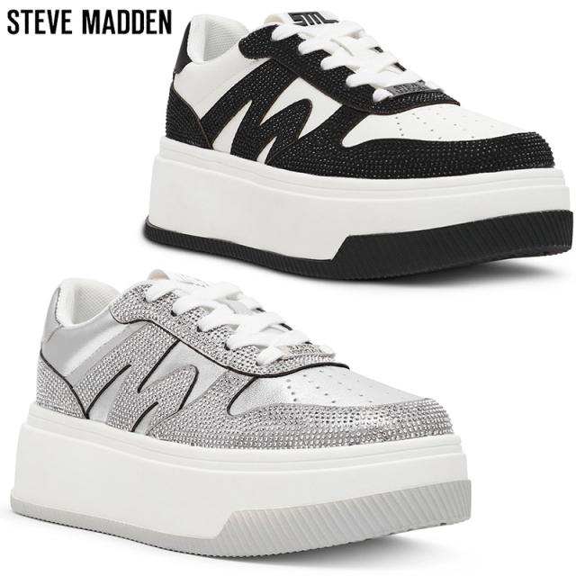 ヒール6cm スティーブマデン レディース スワロディテール厚底スニーカー スニーカー 靴 シューズ カジュアル おしゃれ ダッドスニーカー ブラック 黒 シルバー 送料無料 STEVE MADDEN DYNAMO-R-VA