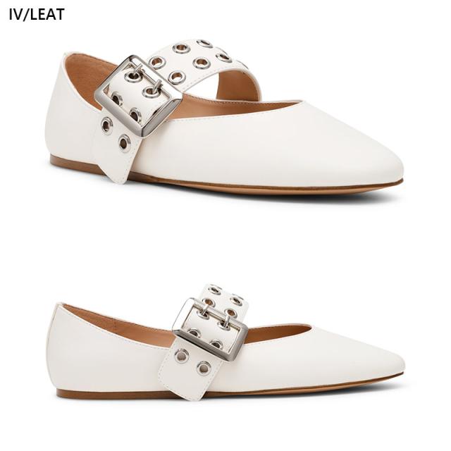 スティーブマデン レディース メタルバックルフラットシューズ