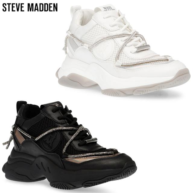 ヒール５ｃｍ スティーブマデン レディース ボリュームスニーカー 靴 シューズ 厚底 ダッドスニーカー スタイルアップ ストリート カジュアル ホワイト 白 ブラック 黒 送料無料 STEVE MADDEN MOTOCROSS-XS