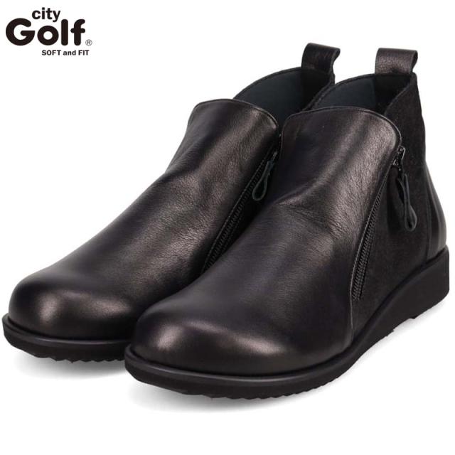 5E 幅広 ワイド ゴルフ レディース ブーツ 靴 シューズ ショート おしゃれ カジュアル 上品 幅広ワイド 快適 お出かけ ストレスフリー ブラック 黒 送料無料 GOLF GFL5308