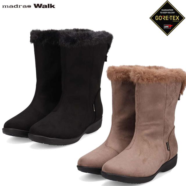 4E 幅広 ワイド マドラスウォーク レディース ブーツ 靴 シューズ ゴアテックス 防水 快適 お出かけ おしゃれ きれいめ カジュアル グリップ性 ブラック 黒 ベージュ 送料無料 madras Walk MWL4002