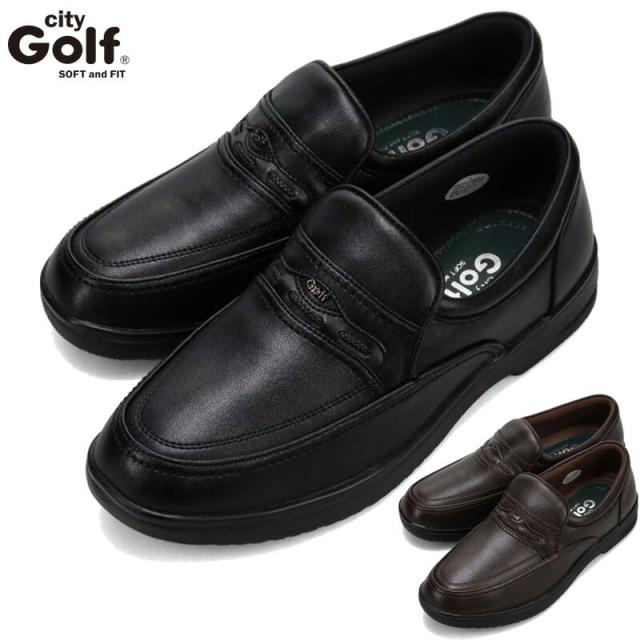 3E 幅広 ワイド ゴルフ メンズ シティ ゴルフ City Golf実績と人気がある定番シリーズ カジュアルスリッポンシューズ 靴 シューズ カジュアル ブラック 黒 ブラウン 茶色 送料無料 GOLF GF8601