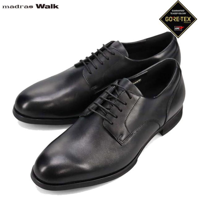 マドラスウォーク メンズ 全天候快適 外羽根プレーントゥドレスシューズ ビジネス 靴 シューズ ゴアテックス 防水 ドライ 快適 快適歩行 靴の捻じれ防止 ブラック 黒 送料無料 madras Walk MW9902