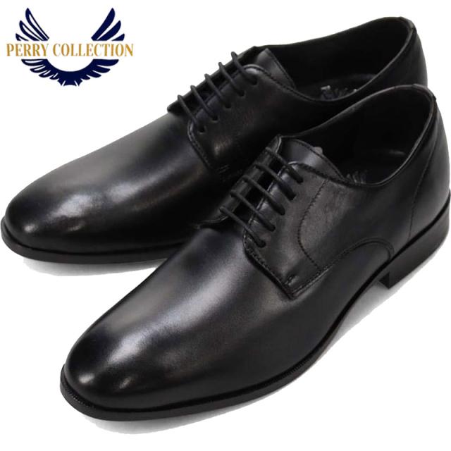 ３E 幅広 ペリーコレクション メンズ 外羽根プレーントゥビジネスシューズ PR6002 ビジネス 靴 シューズ ソフトレザー 牛革 本革 外回り 営業周り ブラック 黒 送料無料 PERRY COLLECTION PR6002
