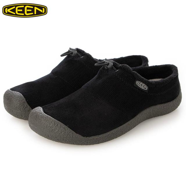 キーン メンズ ハウザー スリー スライド スリッポン 靴 シューズ カジュアル リラックス 暖かい デイリー オフィス ルームシューズ フリース ブラック 黒 送料無料 KEEN IH1031047