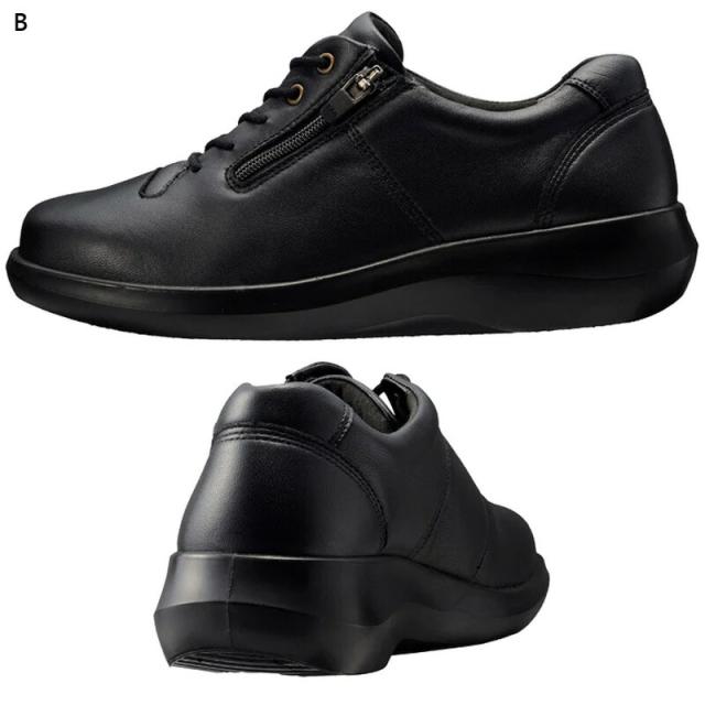 4E 幅広 ワイド アキレス ソルボ レディース C 556 靴 シューズ カジュアル おしゃれ 本革 羊革 外羽根 撥水 サイドファスナー付き ブラック 黒 送料無料 ACHILLES SORBO ASC5560