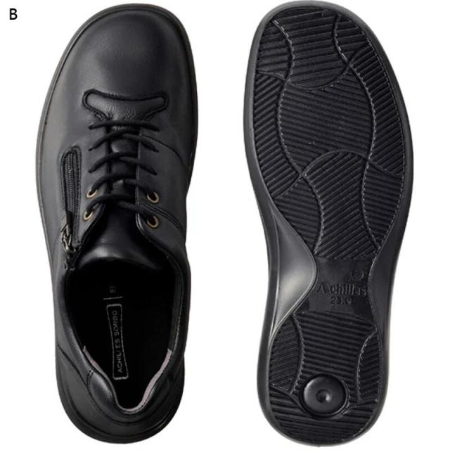 4E 幅広 ワイド アキレス ソルボ レディース C 556 靴 シューズ カジュアル おしゃれ 本革 羊革 外羽根 撥水 サイドファスナー付き ブラック 黒 送料無料 ACHILLES SORBO ASC5560