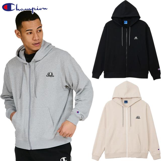 チャンピオン メンズ テックウィーブ テリージップフーデッドスウェットシャツ アパレル トップス パーカー スポーツ 速乾 ジム トレーニング ブラック 黒 グレー ベージュ 灰色 送料無料 Champion C3-CS114