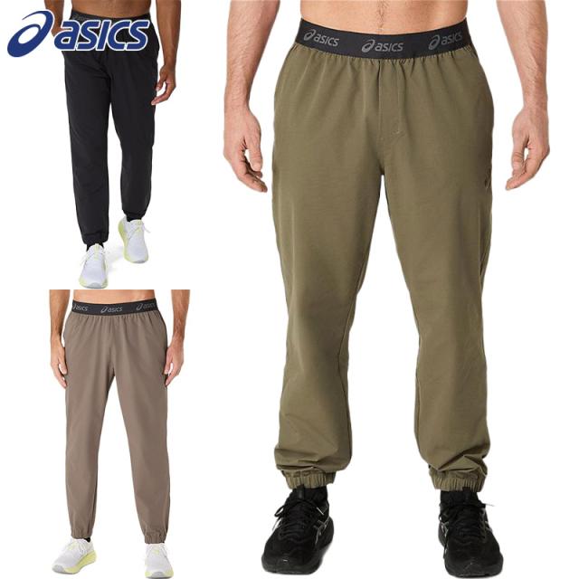 アシックス メンズ ダブルウィーブパンツ アパレル トレーニング ボトムス ロングパンツ ストレッチ 運動 スポーツ ブラック 黒 グレー グリーン 灰色 緑 送料無料 asics 2031E907