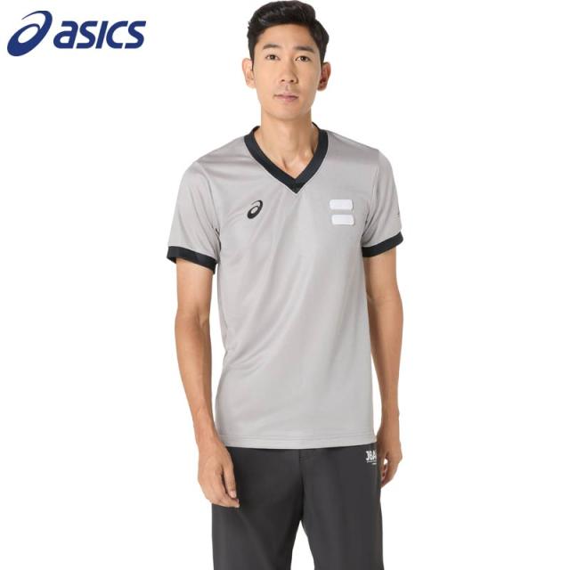 アシックス メンズ レフリーシャツ バスケットボール ウェア 競技 トップス 半袖 審判用 運動 スポーツ グレー 灰色 送料無料 asics 2063A421