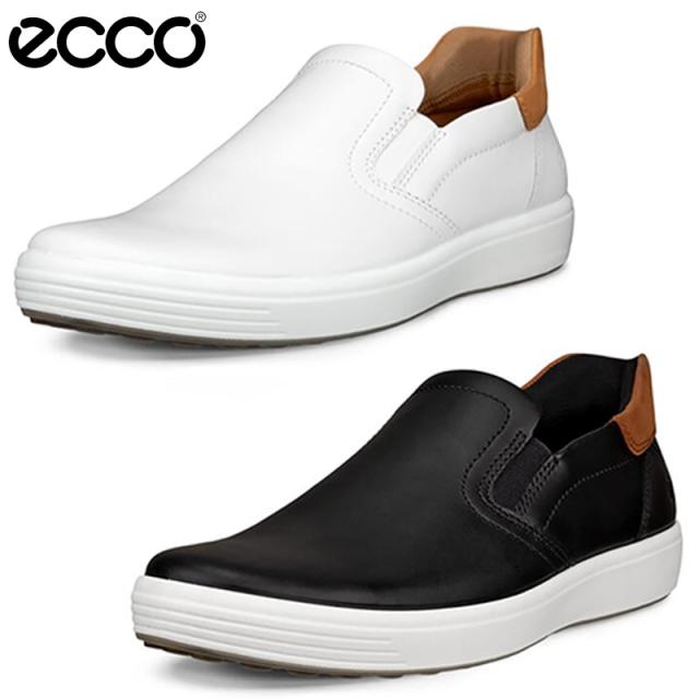 エコー メンズ ECCO SOFT 7 M スニーカー 靴 シューズ ローカット レザー 本革 牛革 カジュアル シンプル ホワイト 白 ブラック 黒 送料無料 ECCO 470834