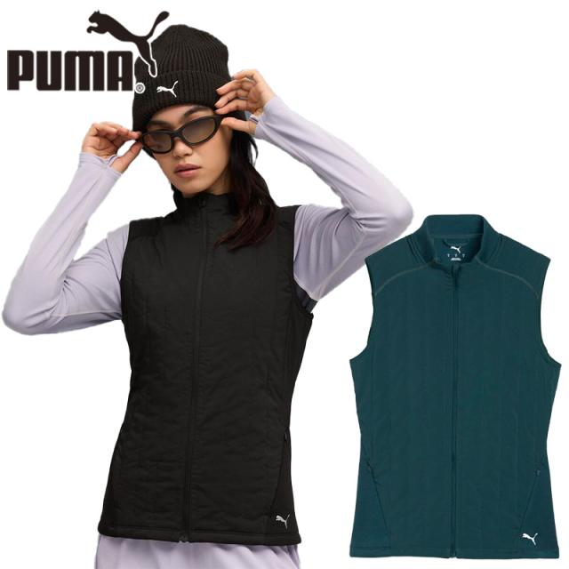 プーマ レディース ランニング クラウドスパン ウォームベスト 陸上 ウェア 競技 アパレル 防風 吸水速乾 アクティブウェア フルジッパー ノースリーブ ブラック 黒 グリーン 緑 送料無料 PUMA 528252