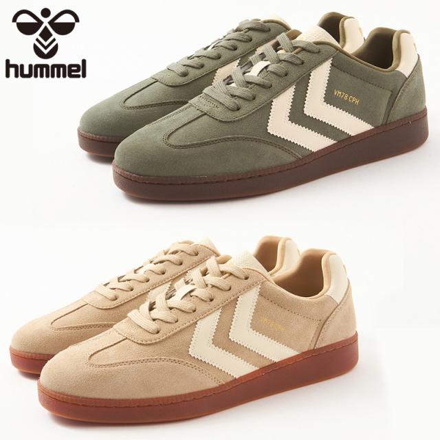 ヒュンメル レディース VM78 CPH SP スニーカー 靴 シューズ レトロ ストリート カジュアル シェブロン柄 フラット ローヒール ベージュ グリーン 緑 送料無料 hummel HM229510
