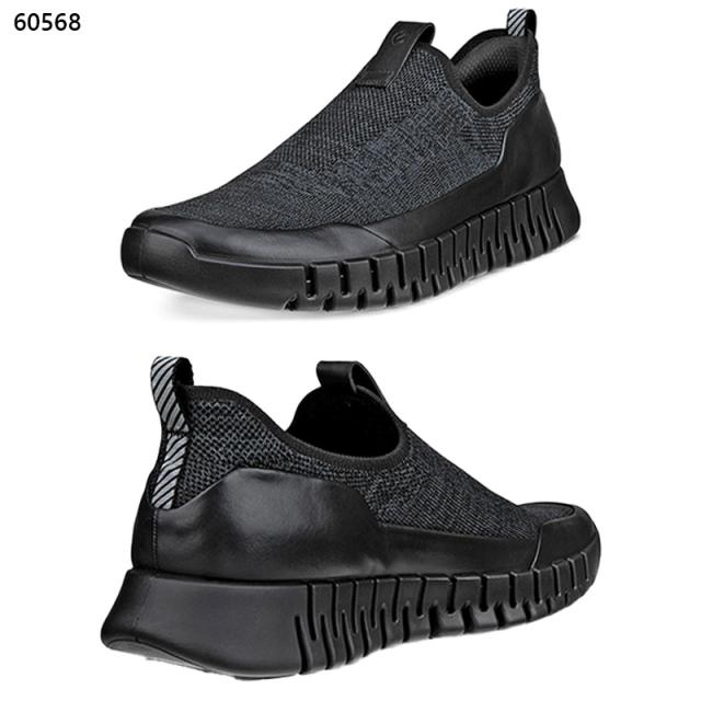 エコー メンズ ECCO gruuv easy-slip men スニーカー 靴 シューズ ニット 通気性 軽量 反射ディテール フィット イージースリップ ブラック 黒 グレー 灰色 送料無料 ECCO 525284_2