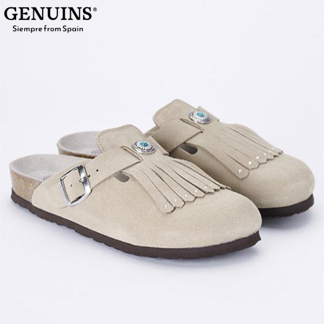 GENUINS レディース GENUINS FRINGE ウィメンズ ジェニュインズ サンダル 靴 シューズ サボ スエード ベージュ 送料無料 GENUINS G106629