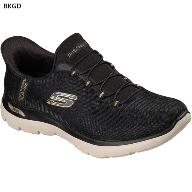 4E相当 幅広 ワイド スケッチャーズ レディース ARCH FIT SUMMITS-LUXE LEOPARD アーチフィット サミッツ スニーカー 靴 シューズ スリップインズ ブラック 黒 ネイビー カーキ 送料無料 SKECHERS 150750W_2