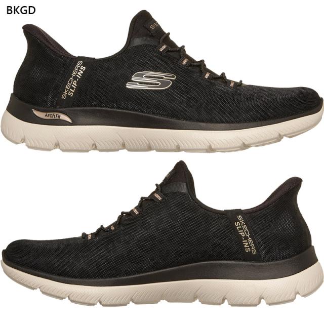 4E相当 幅広 ワイド スケッチャーズ レディース ARCH FIT SUMMITS-LUXE LEOPARD アーチフィット サミッツ スニーカー 靴 シューズ スリップインズ ブラック 黒 ネイビー カーキ 送料無料 SKECHERS 150750W_3