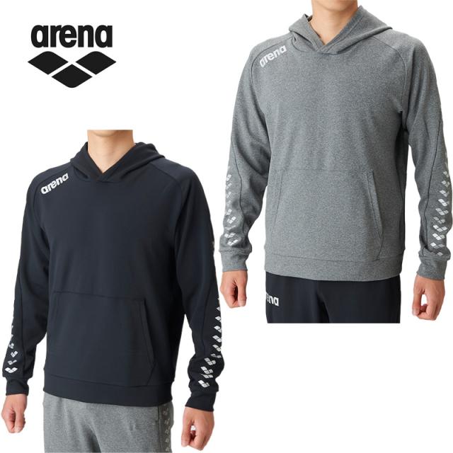 アリーナ メンズ レディース チームウェア スウェットパーカー 水泳 競技 ウェア トップス 長袖 ストレッチ プール 運動 スポーツ ブラック 黒 グレー 灰色 送料無料 arena ARN-1330