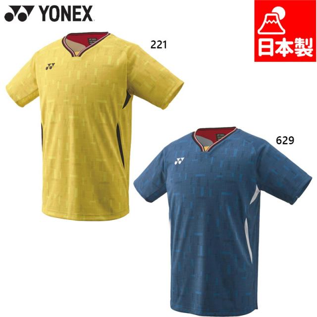 ヨネックス メンズ メンズゲームシャツ(フィットスタイル) バドミントン ウェア 競技 テニス 半袖 ネイビー イエロー 黄色 送料無料 YONEX 10700