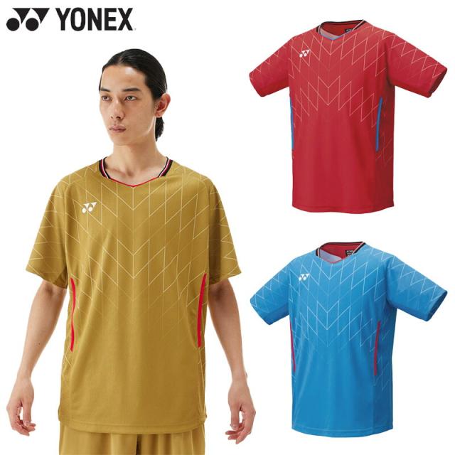 ヨネックス メンズ メンズゲームシャツ(フィットスタイル) バドミントン 競技 テニス UVカット 吸汗速乾 ストレッチ ブルー レッド 青 赤 ゴールド 送料無料 YONEX 10698