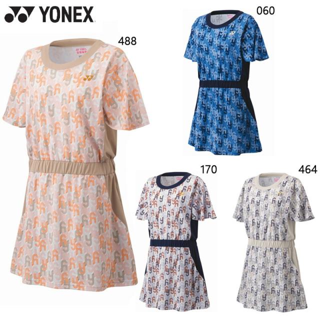 ヨネックス レディース ウィメンズ ワンピース テニス バドミントン ウェア 競技 半袖 UVカット 吸汗速乾 制電 日本製 グレー ネイビー ブルー 青 オレンジ 灰色 送料無料 YONEX 20796