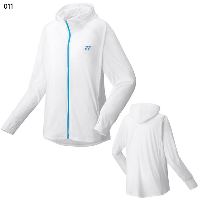 ヨネックス レディース ウィメンズニットウォームアップパーカー アパレル 長袖 ベリークール -3℃の涼感 UVカット 吸汗速乾 制電 ホワイト 白 ブラック 黒 ブルー 青 送料無料 YONEX 57076