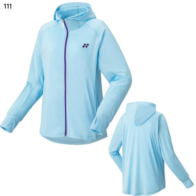 ヨネックス レディース ウィメンズニットウォームアップパーカー アパレル 長袖 ベリークール -3℃の涼感 UVカット 吸汗速乾 制電 ホワイト 白 ブラック 黒 ブルー 青 送料無料 YONEX 57076