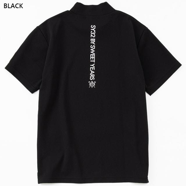 SY32 メンズ COOL DRY MOCK ゴルフ ウェア 競技 トップス 半袖 ストレッチ 吸水速乾 UVカット 運動 スポーツ ホワイト 白 ブラック 黒 グレー 灰色 送料無料 SYthirty-two SYG-26S1-30_3