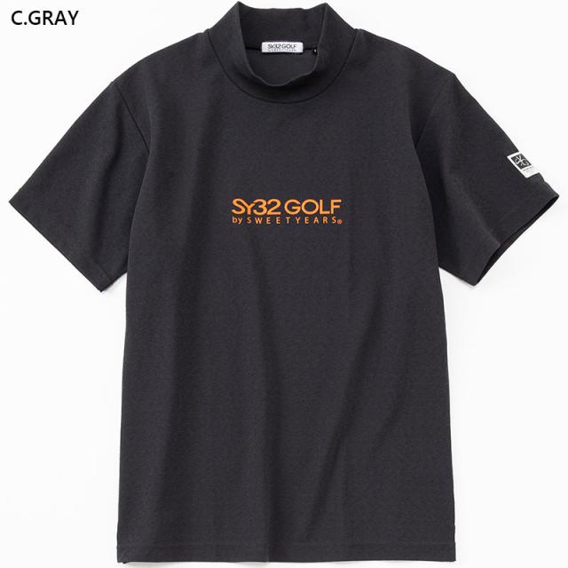 SY32 メンズ COOL DRY MOCK ゴルフ ウェア 競技 トップス 半袖 ストレッチ 吸水速乾 UVカット 運動 スポーツ ホワイト 白 ブラック 黒 グレー 灰色 送料無料 SYthirty-two SYG-26S1-30_5