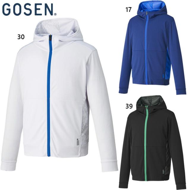 ゴーセン メンズ レディース ユニ ジップアップパーカー アパレル バドミントン 競技 ホワイト 白 ブラック 黒 ネイビー 送料無料 GOSEN W2400
