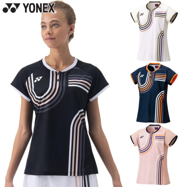 ヨネックス レディース ウィメンズゲームシャツ バドミントン ウェア 競技 テニス 半袖 トップス 吸汗速乾 UVカット 制電 ストレッチ ブラック 黒 ネイビー ピンク 送料無料 YONEX 20854