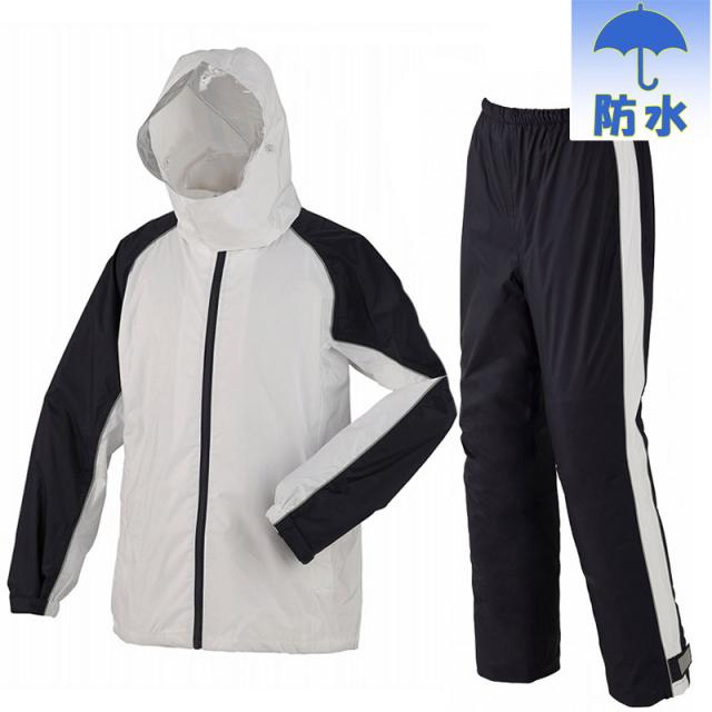 スミクラ メンズ レディース アパレル レインスーツ 雨 上下セット 透湿 防水 リュック対応 自転車 通学 通勤 ホワイト 白 送料無料 sumikura 透湿STｽｰﾂﾘｭｯｸA652