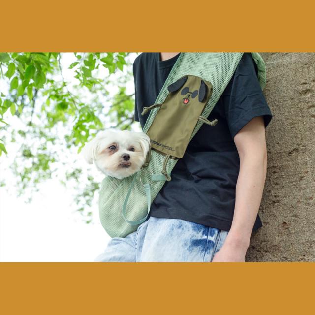 LOUGH×SMILER コラボ ラフギーグル ドッグスリング BUDDY ポケット アクセサリー お散歩 お出かけ 飛び出し防止 ホワイト 白 グリーン 緑 送料無料 LOUGH GIGGLE LG5552_2