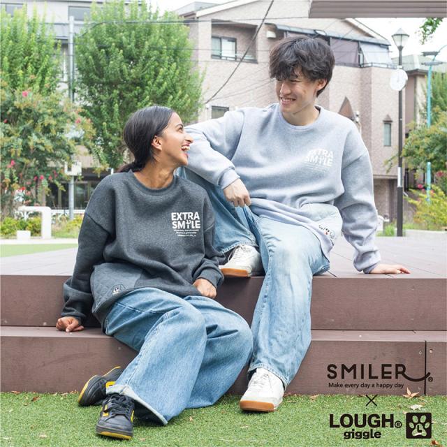 LOUGH×SMILER コラボ ラフギーグル メンズ レディース LOUGH ZIPPER ワイドトレーナー アパレル 長袖 裏起毛 スウェット 保温 脇ポケット 犬 ブラック 黒 グレー 灰色 送料無料 LOUGH GIGGLE LG51023