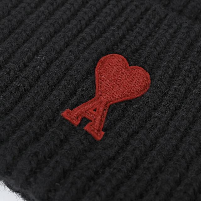 アミパリス／AMI PARIS AMI DE COEUR ビーニー ユニセックス・ウール・ニットキャップ・ニット帽・帽子(ブラック・グレー) UHA116.018 009・084／NOIR・GRIS CHINE[返品OK]★クーポン5%OFF_5