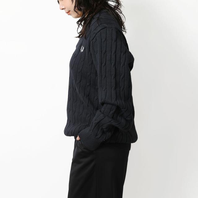 フレッドペリー／FRED PERRY CABLE KNIT VｰNECK JUMPER・ケーブルニット Vネックジャンパー コットン・長袖ニット・セーター(ネイビー) K2321 608／NAVY[返品OK]★クーポン5%OFF_7