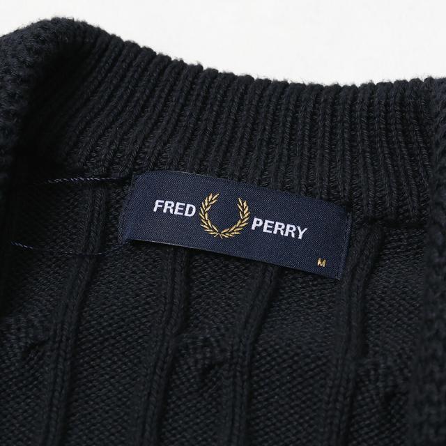 フレッドペリー／FRED PERRY CABLE KNIT VｰNECK JUMPER・ケーブルニット Vネックジャンパー コットン・長袖ニット・セーター(ネイビー) K2321 608／NAVY[返品OK]★クーポン5%OFF_15