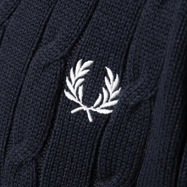 フレッドペリー／FRED PERRY CABLE KNIT VｰNECK JUMPER・ケーブルニット Vネックジャンパー コットン・長袖ニット・セーター(ネイビー) K2321 608／NAVY[返品OK]★クーポン5%OFF_11