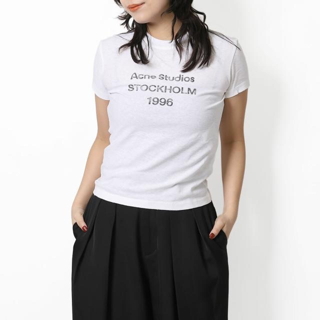 アクネ ストゥディオズ ACNE STUDIOS CL0397 AEG ロゴTシャツ コットン クルーネック 半袖 ユニセックス レギュラーフィット オフホワイト [並行輸入/海外正規品/返品可]★クーポン5%OFF_2