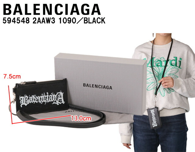 バレンシアガ BALENCIAGA CASH CASE＆KEY RING ネックストラップ付 グラフィックロゴ カードコインケース 594548 2AAW3 1090[並行輸入/海外正規品/返品可]★クーポン5%OFF_1