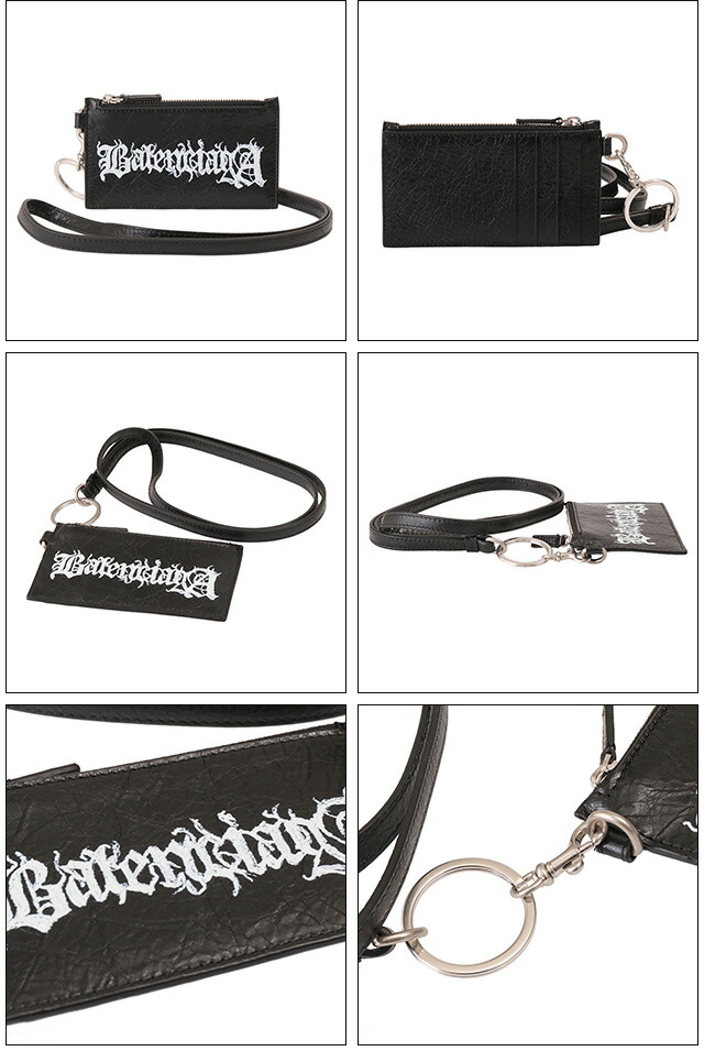 バレンシアガ BALENCIAGA CASH CASE＆KEY RING ネックストラップ付 グラフィックロゴ カードコインケース 594548 2AAW3 1090[並行輸入/海外正規品/返品可]★クーポン5%OFF_2